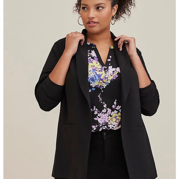 Torrid Studio Crepe Jersey Classic Shawl Collar Blazer - Picture 8 of 11